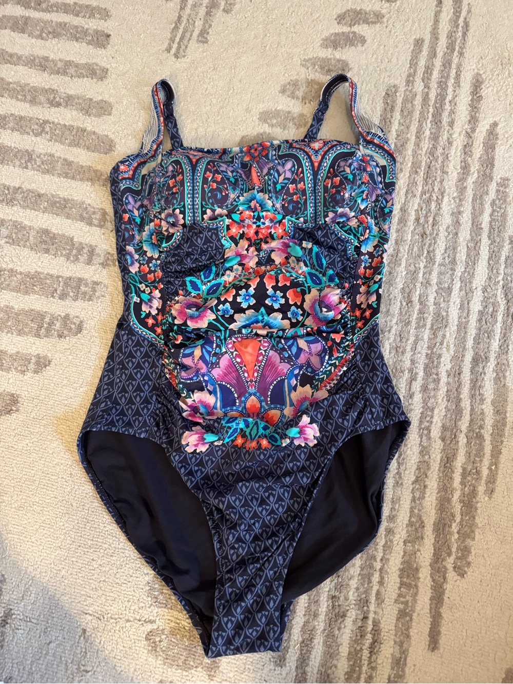 Johnny Was Saba Floral-Print Bandeau One-Piece Swimsuit
